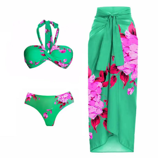Retro Floral Bikini Set & Cover UpIncludes both bikini and cover-up