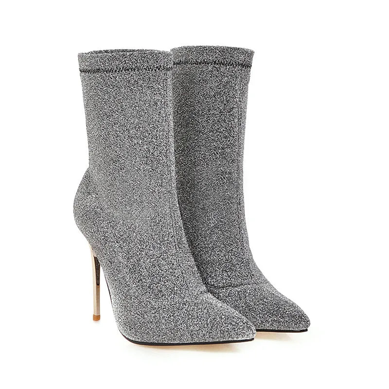 Sexy High Heels Stiletto Elastic Sock Ankle Boots Pointed Toe