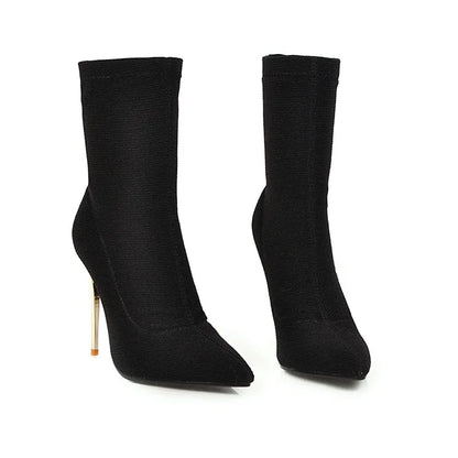 Sexy High Heels Stiletto Elastic Sock Ankle Boots Pointed Toe