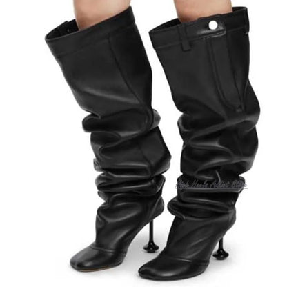 Square Toe  Heeled Over Knee Boots