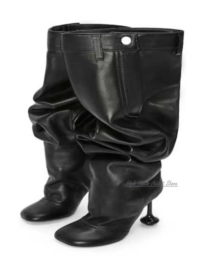 Square Toe  Heeled Over Knee Boots