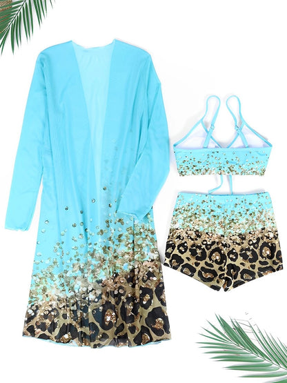Get Ready with Our 3 Pieces Printed High Waist Bikini Set