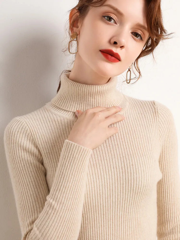 Soft Turtleneck Sweater Knitted Pullovers Cashmere Sweater