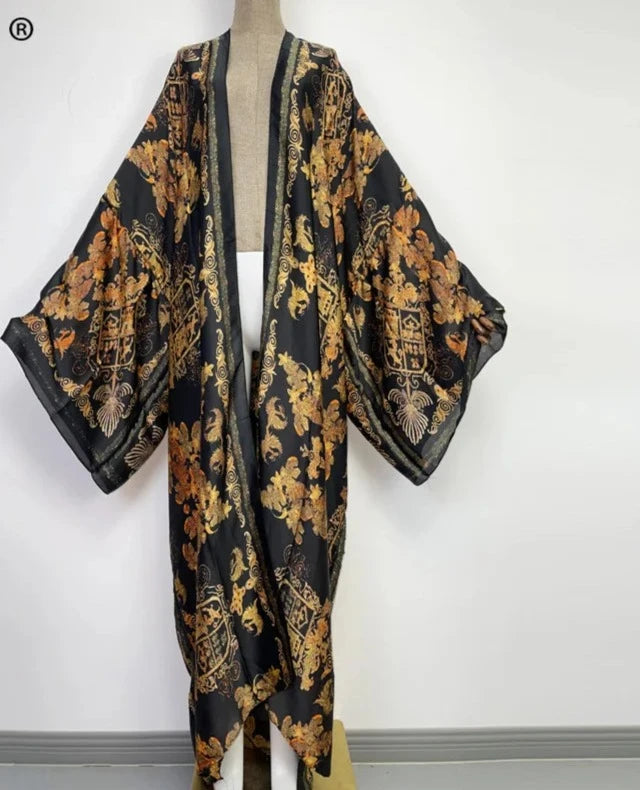 WINYI 2021 vestido longo Women Cardigan robe Cocktail sexcy Boho Maxi African Holiday Batwing Sleeve Silk Robe