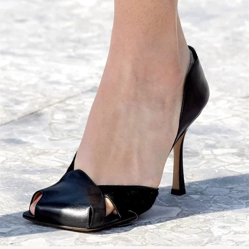 Sexy Black Pumps Square Toe High Heel Shoes
