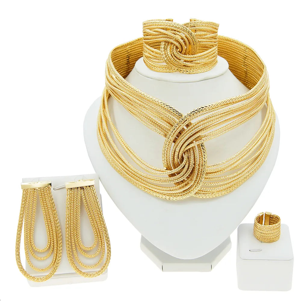 Brazilian Design Gold-plated Style Copper Material Wrap-around Big Necklace