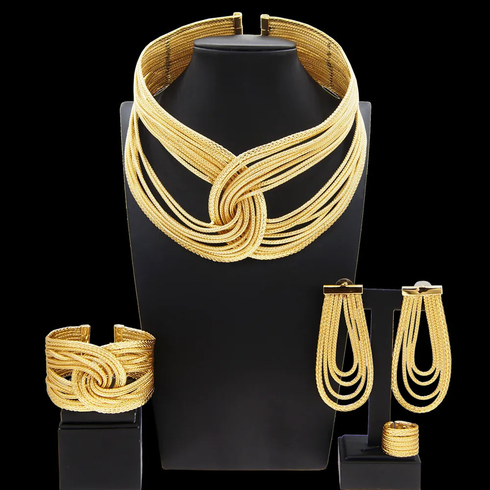 Brazilian Design Gold-plated Style Copper Material Wrap-around Big Necklace