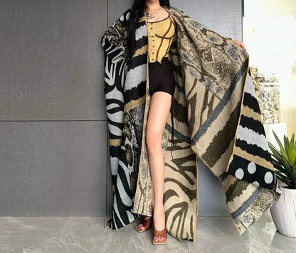 WINYI Africa Fashion retro print Winter cardigan woman kimono  party dress Thick Warm Female abaya winter outfits for women coat