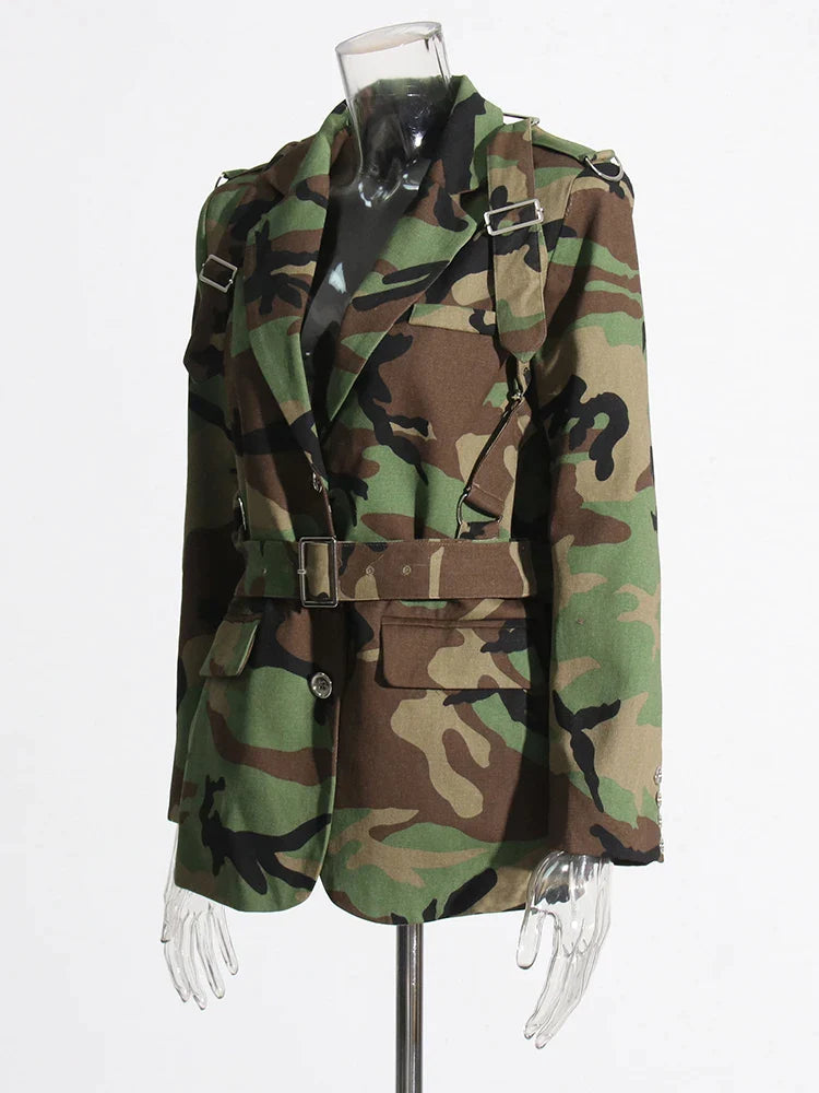 Camouflage Buckle Accent Jacket