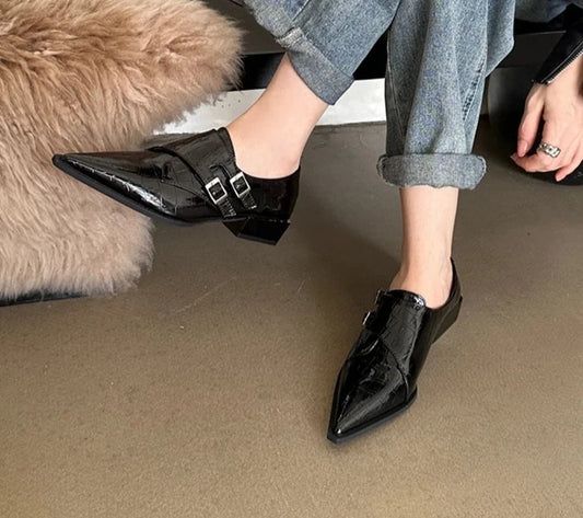 Flat Shoes Fashion Pointed Toe Buckle Loafer