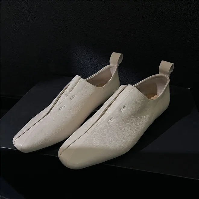 Made for Comfort Genuine Leather Sheepskin Flats Slip On Loafers Square Toe