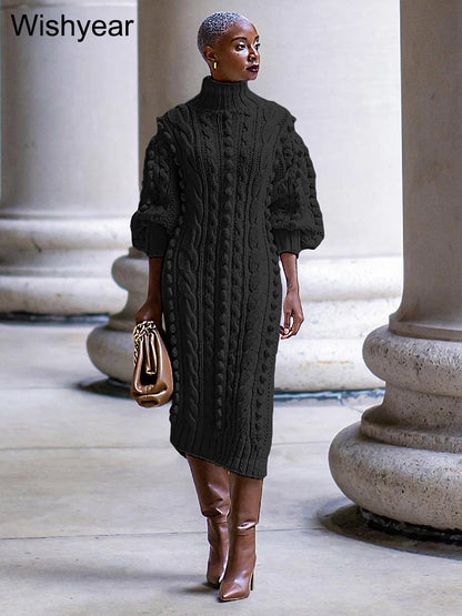 Braid Knitted Sweater Dress
