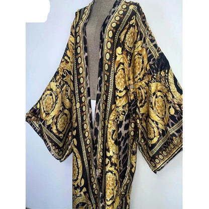 WINYI 2021 vestido longo Women Cardigan robe Cocktail sexcy Boho Maxi African Holiday Batwing Sleeve Silk Robe