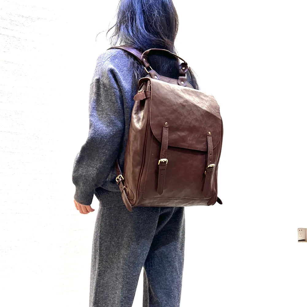 Vintage Genuine Leather Woman or Men Backpack
