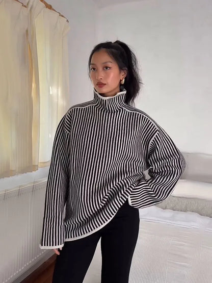 Elegant Striped Casual Warm Sweater