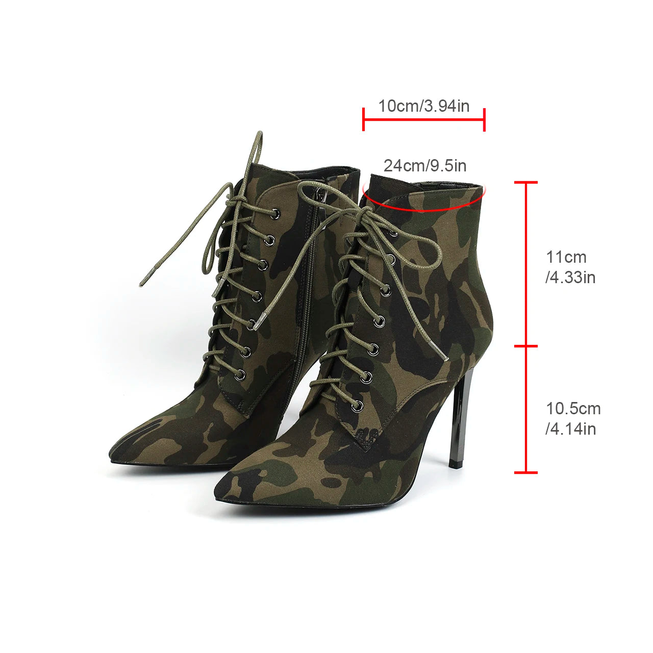 Best Seller  Camouflage Army Green Laced Up High Heel Booties