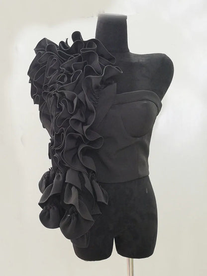 Exaggerated Ruffle Bustier Top