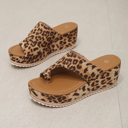 Step Up Your Summer Style Slope Heel  Leopard Print! Sandals