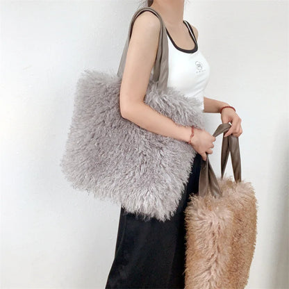 Plush Faux Fur Luxury Tote Bag
