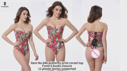 Butterfly Print Corset Top