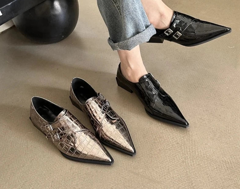 Flat Shoes Fashion Pointed Toe Buckle Loafer